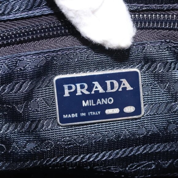 PRADA Beads Fringe Hand Bag Nylon Navy Gold - Picture 12 of 16